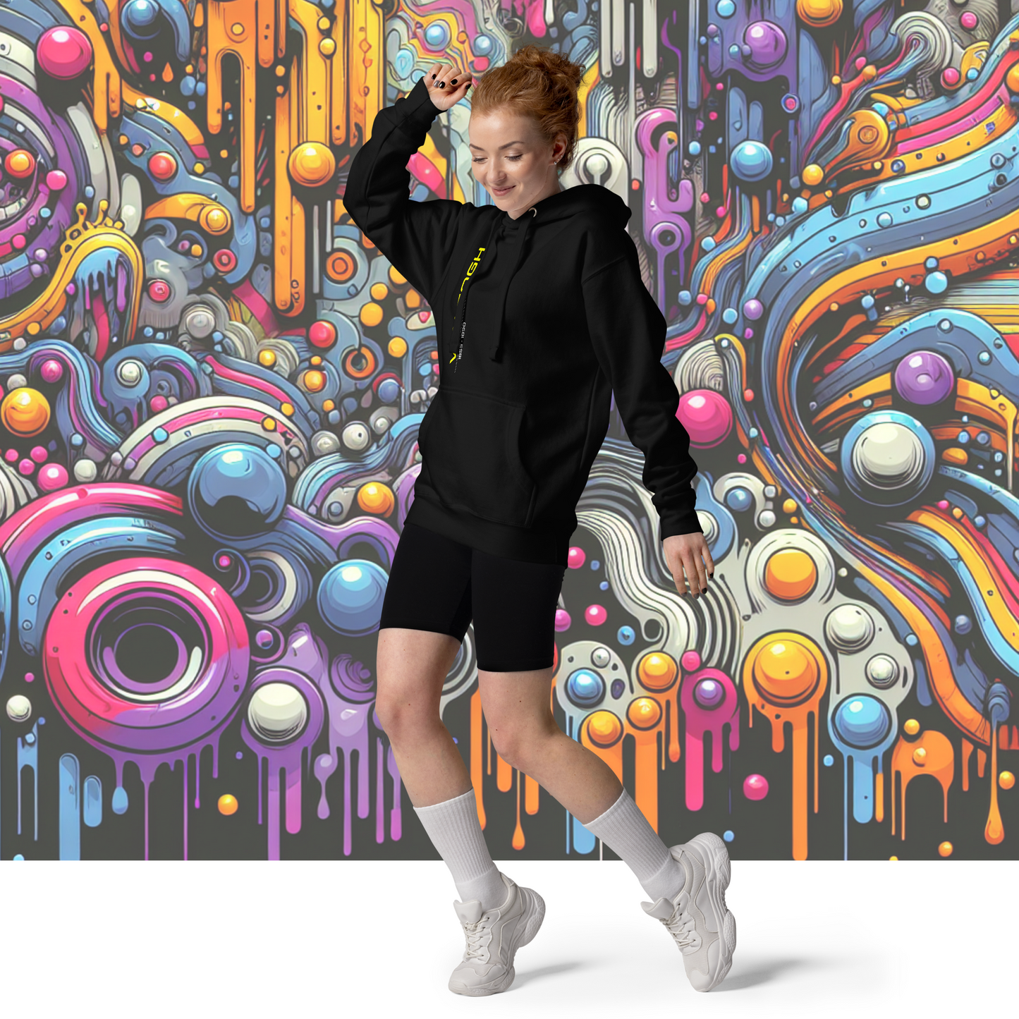 Van Gogh Collection - Yellow - PREMIUM Unisex Black Hoodie (Only Front Printed)