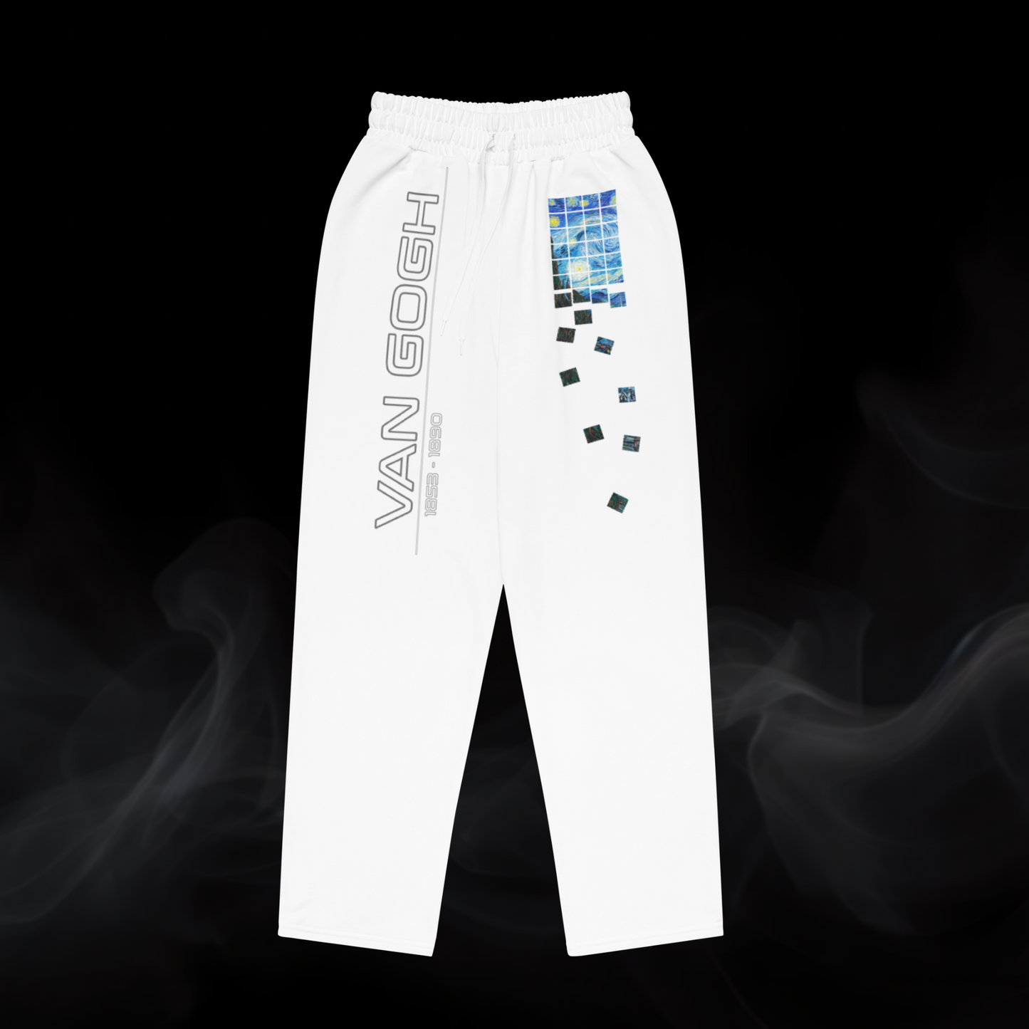 Van Gogh Collection - The Starry Night - Unisex White Wide-leg Joggers