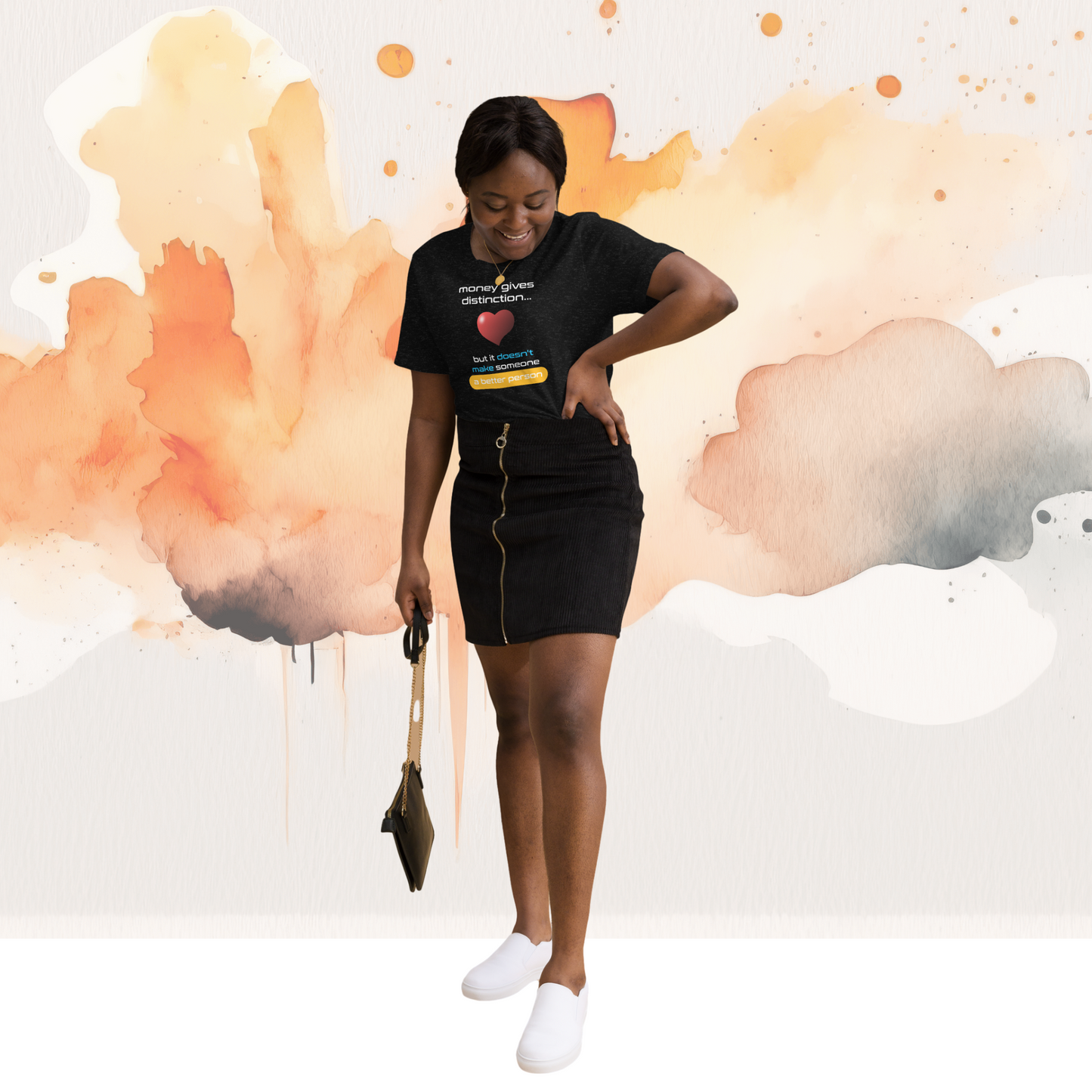 Quotes Series - Orange - Better Person - Black Unisex T-shirt