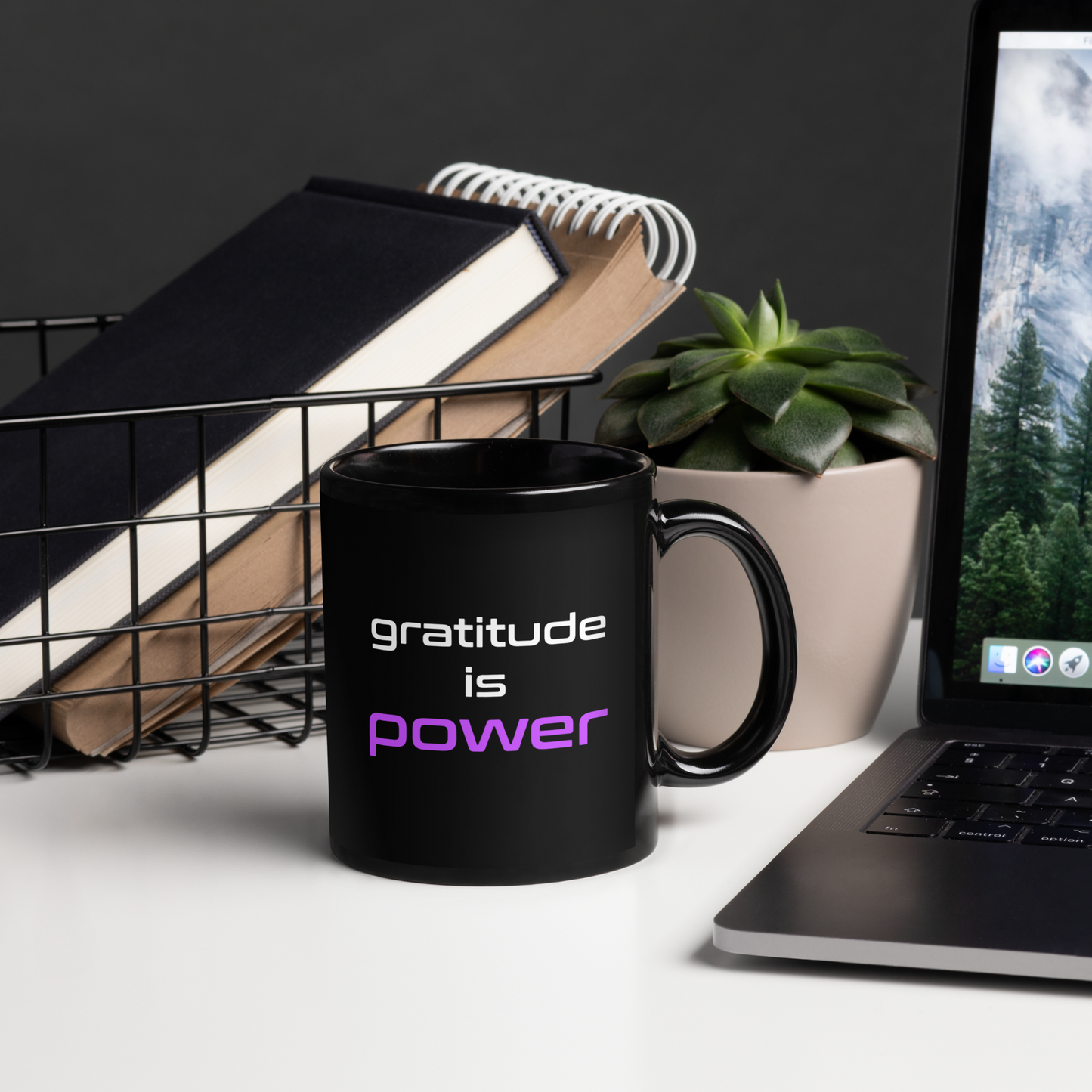 Quotes Series - Pink - Power Of Life - Black Glossy Mug