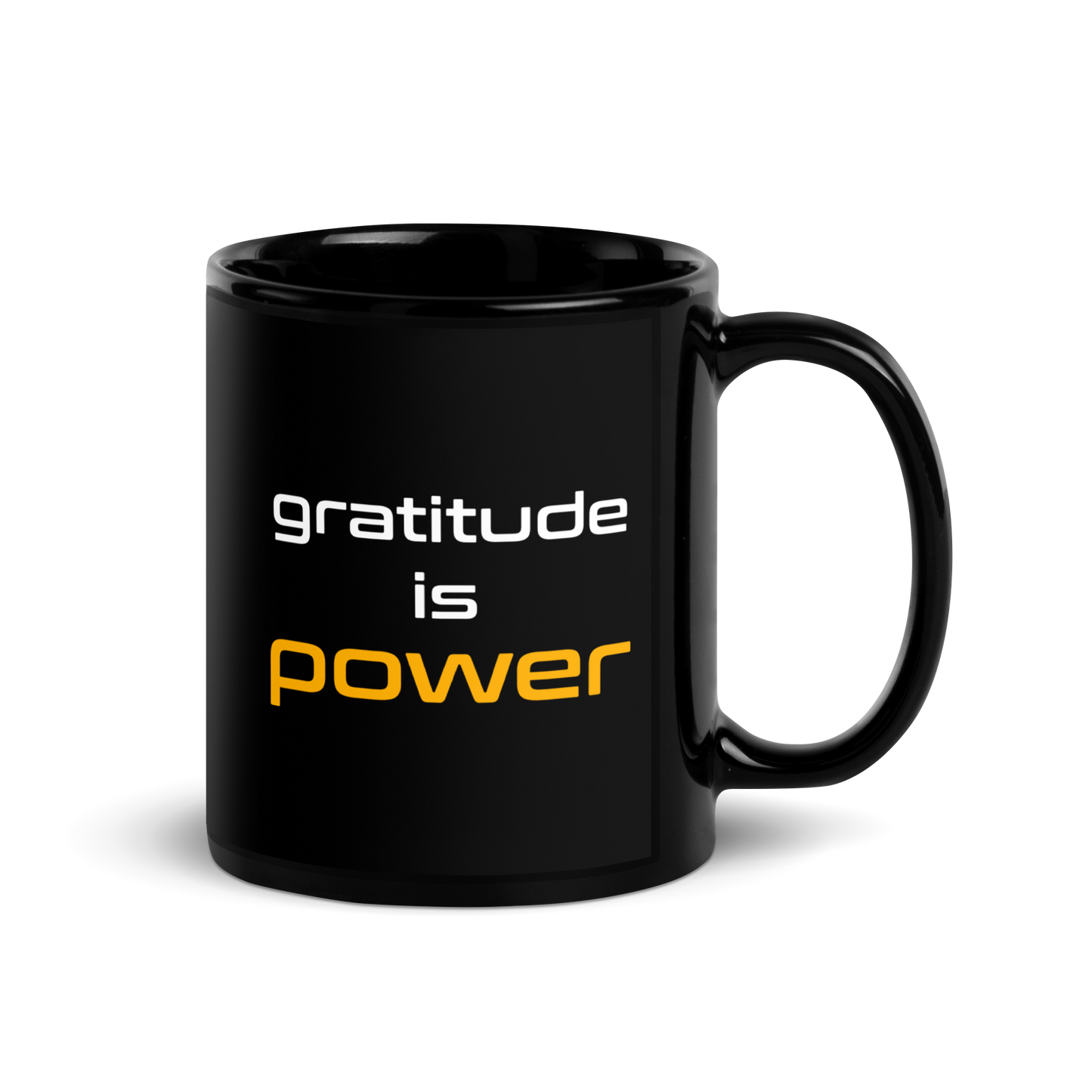Quotes Series - Orange - Power Of Life - Black Glossy Mug