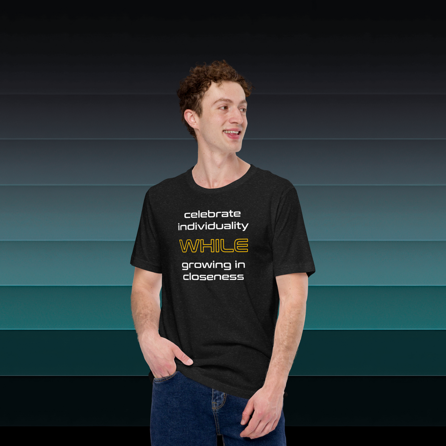 Quotes Series - Orange - Closeness - Unisex Staple Black T-Shirt