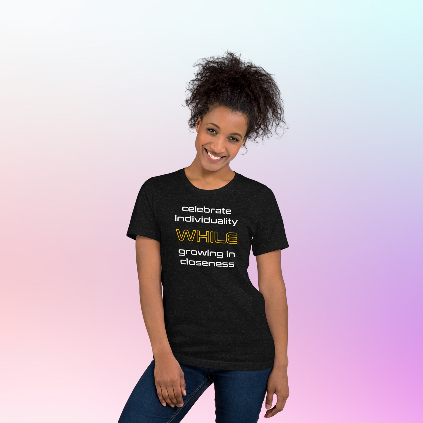Quotes Series - Orange - Closeness - Unisex Staple Black T-Shirt