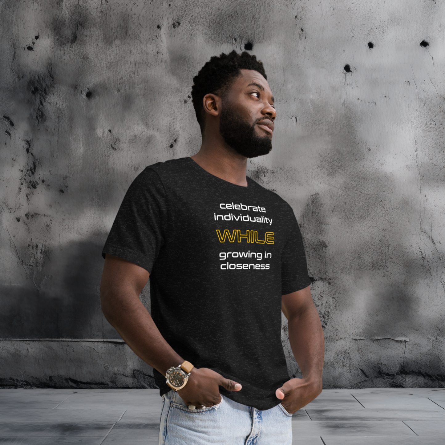 Quotes Series - Orange - Closeness - Unisex Staple Black T-Shirt