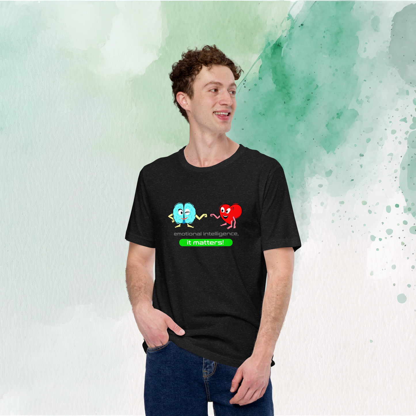 Quotes Series - Green - Emotional Intelligence - Unisex Black T-shirt