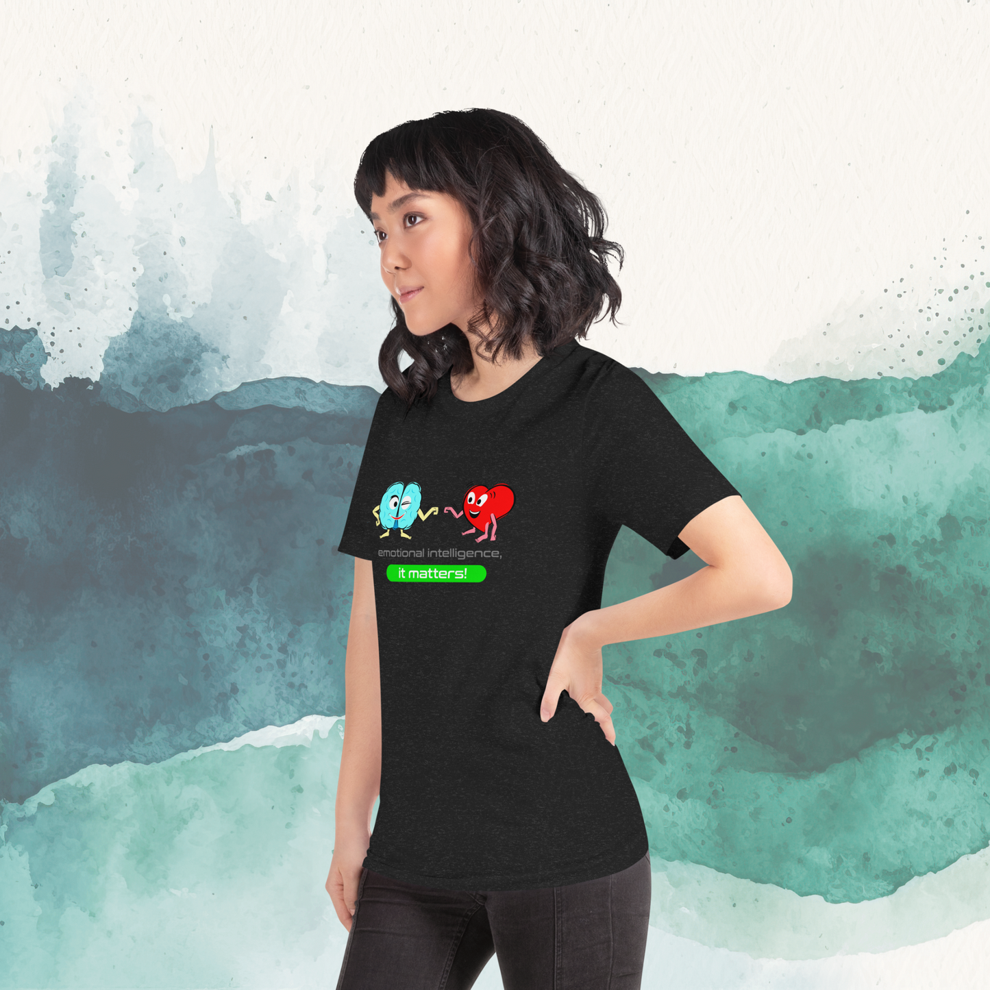 Quotes Series - Green - Emotional Intelligence - Unisex Black T-shirt