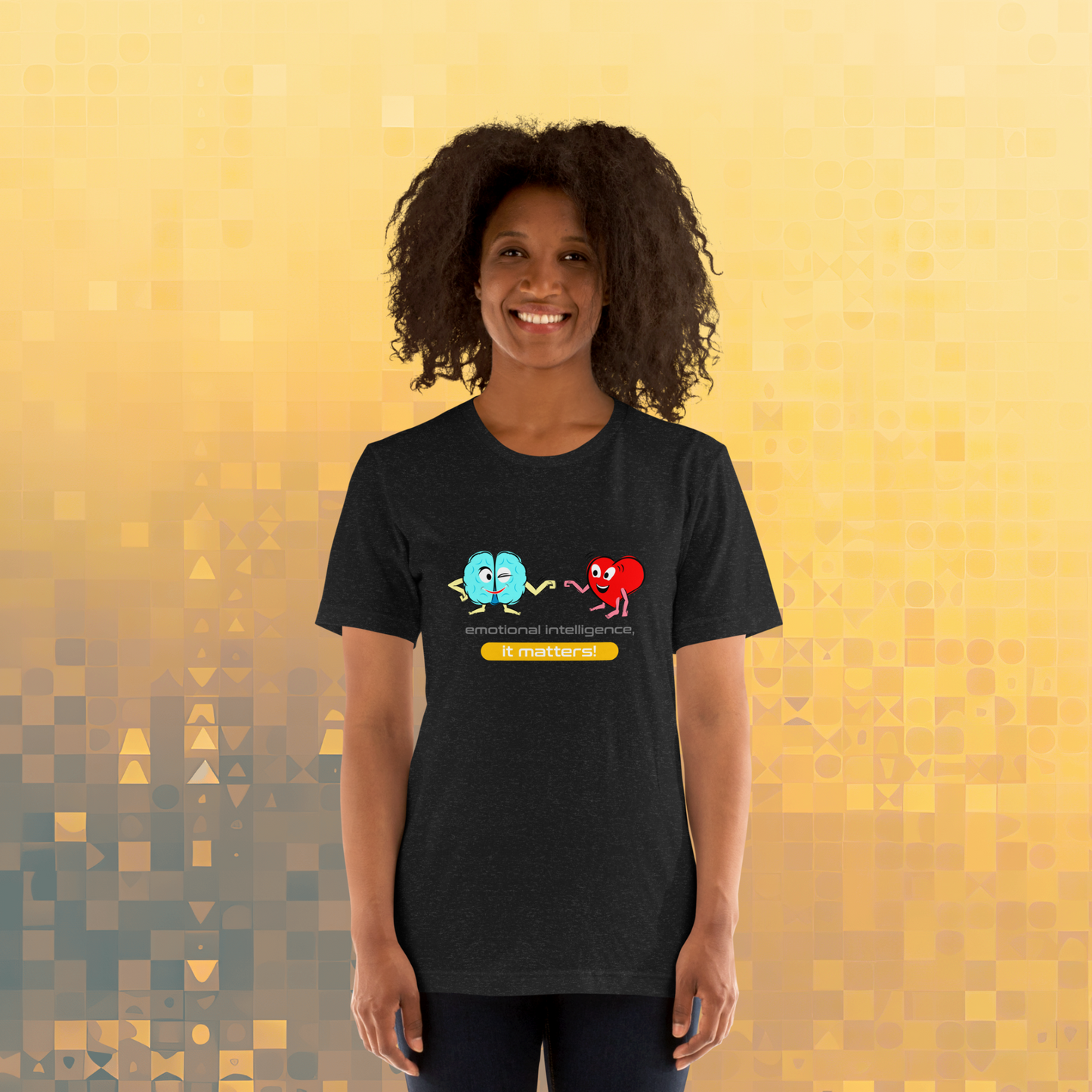 Quotes Series - Orange - Emotional Intelligence - Unisex Black T-shirt
