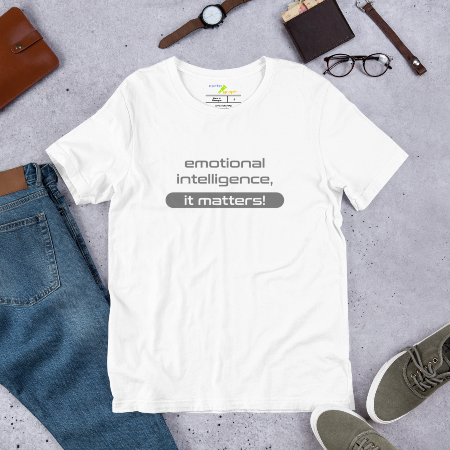 Quotes Series - Grey/Text-Only - Emotional Intelligence - White Unisex T-shirt