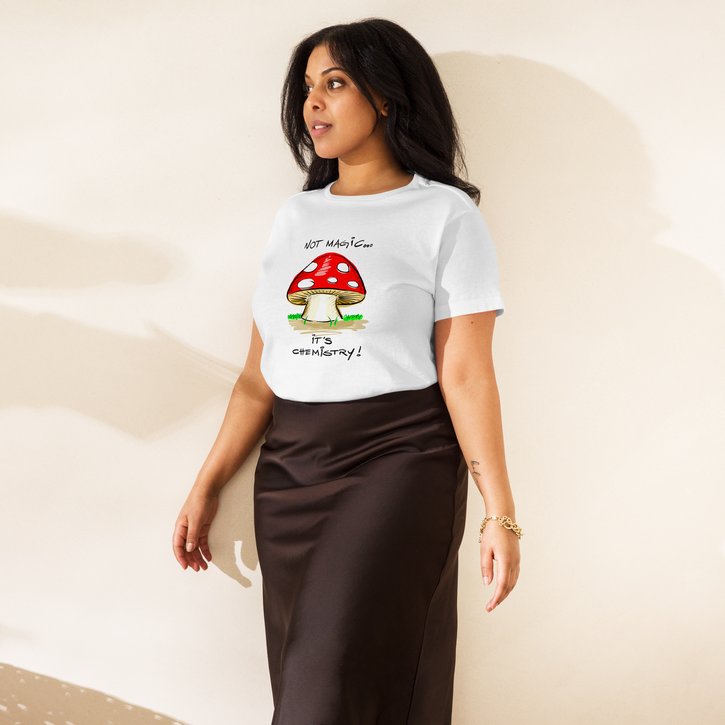 Loose Style Series - Mushroom - Women’s High-Waisted White T-shirt