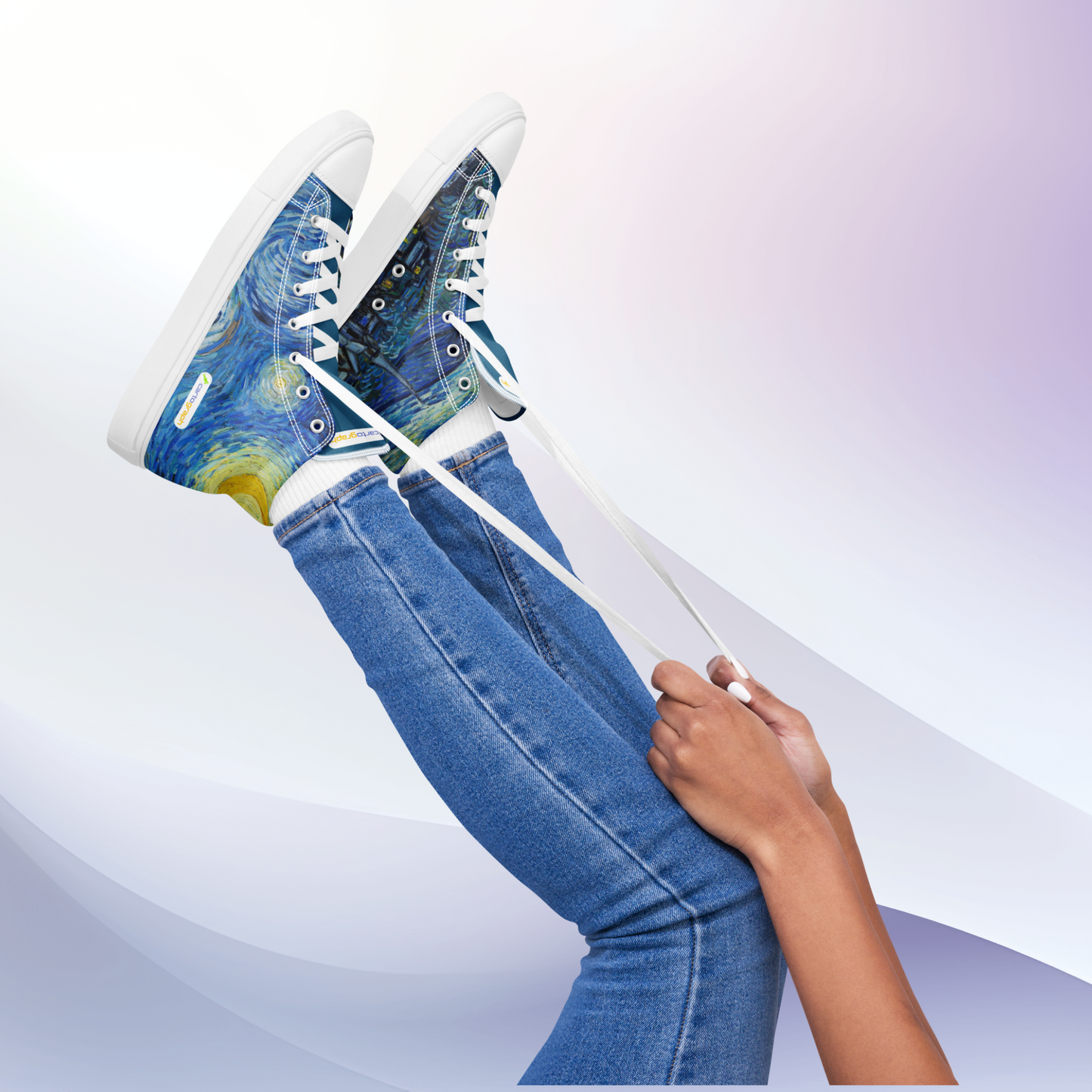 Van Gogh Collection - The Starry Night - Women's High Top Canvas Shoes