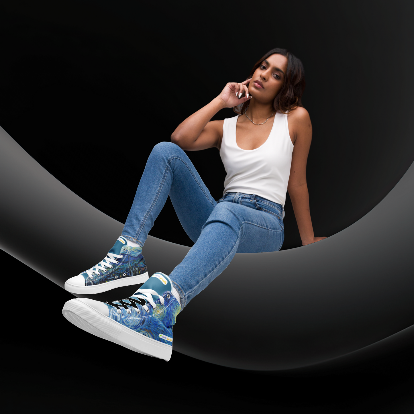 Van Gogh Collection - The Starry Night - Women's High Top Canvas Shoes