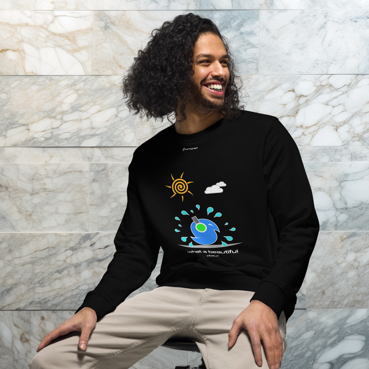 Vector Series - Beautiful Day - Unisex Organic Black Sweatshirt