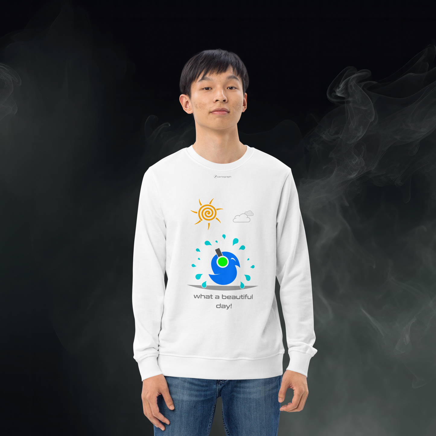 Vector Series - Beautiful Day - Unisex Organic White Sweatshirt