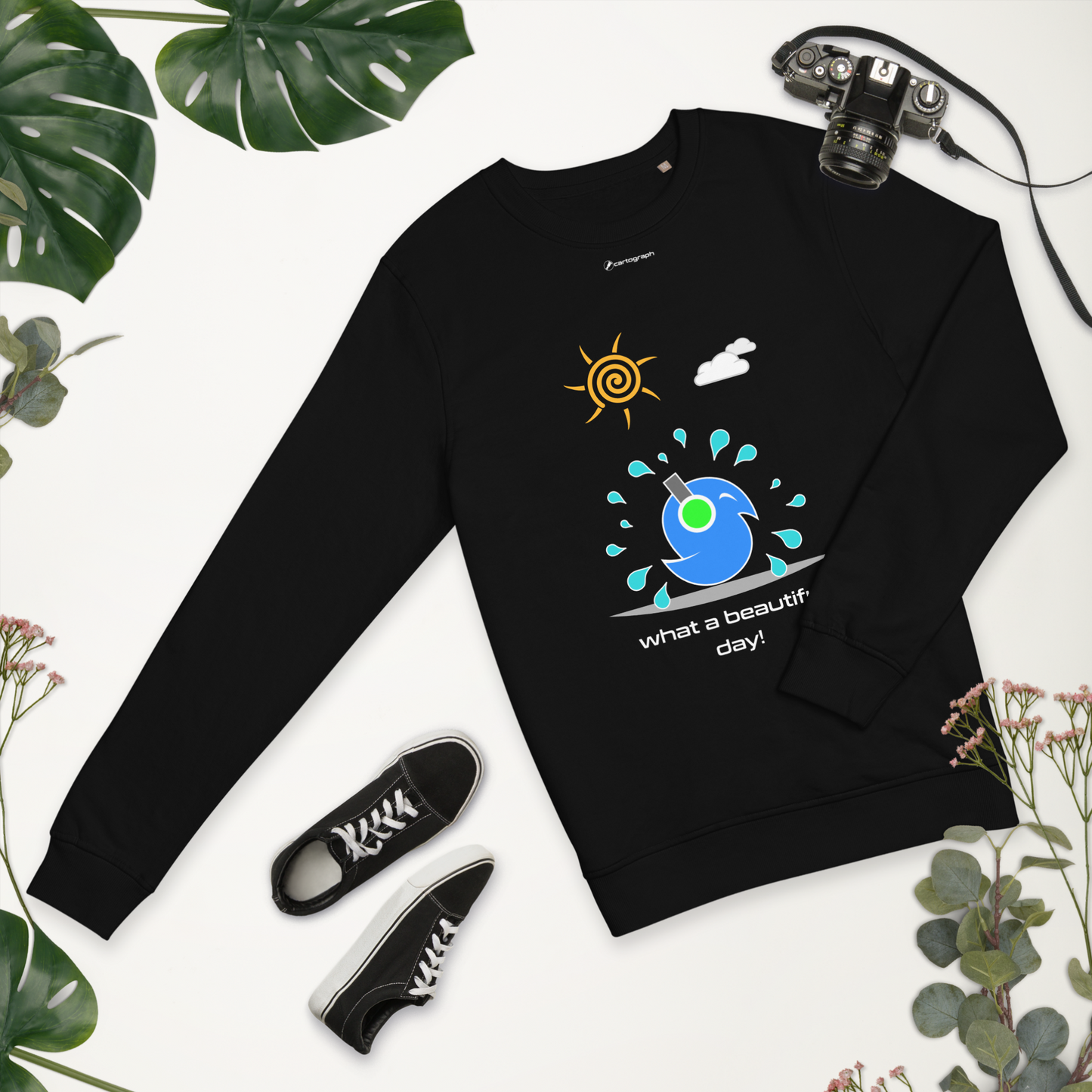 Vector Series - Beautiful Day - Unisex Organic Black Sweatshirt