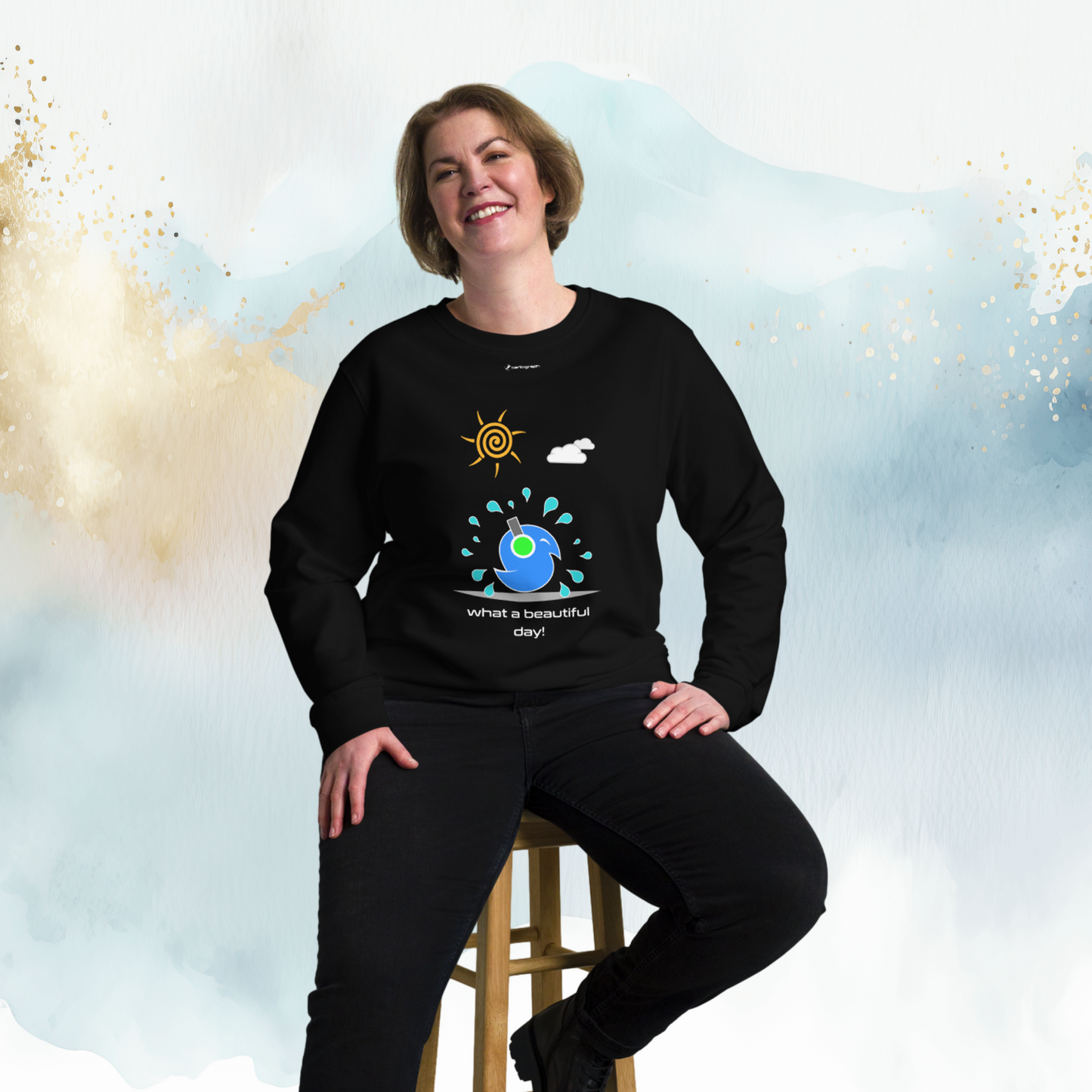 Vector Series - Beautiful Day - Unisex Organic Black Sweatshirt