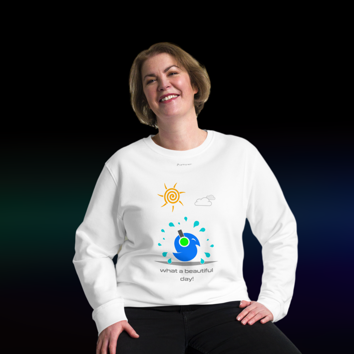 Vector Series - Beautiful Day - Unisex Organic White Sweatshirt