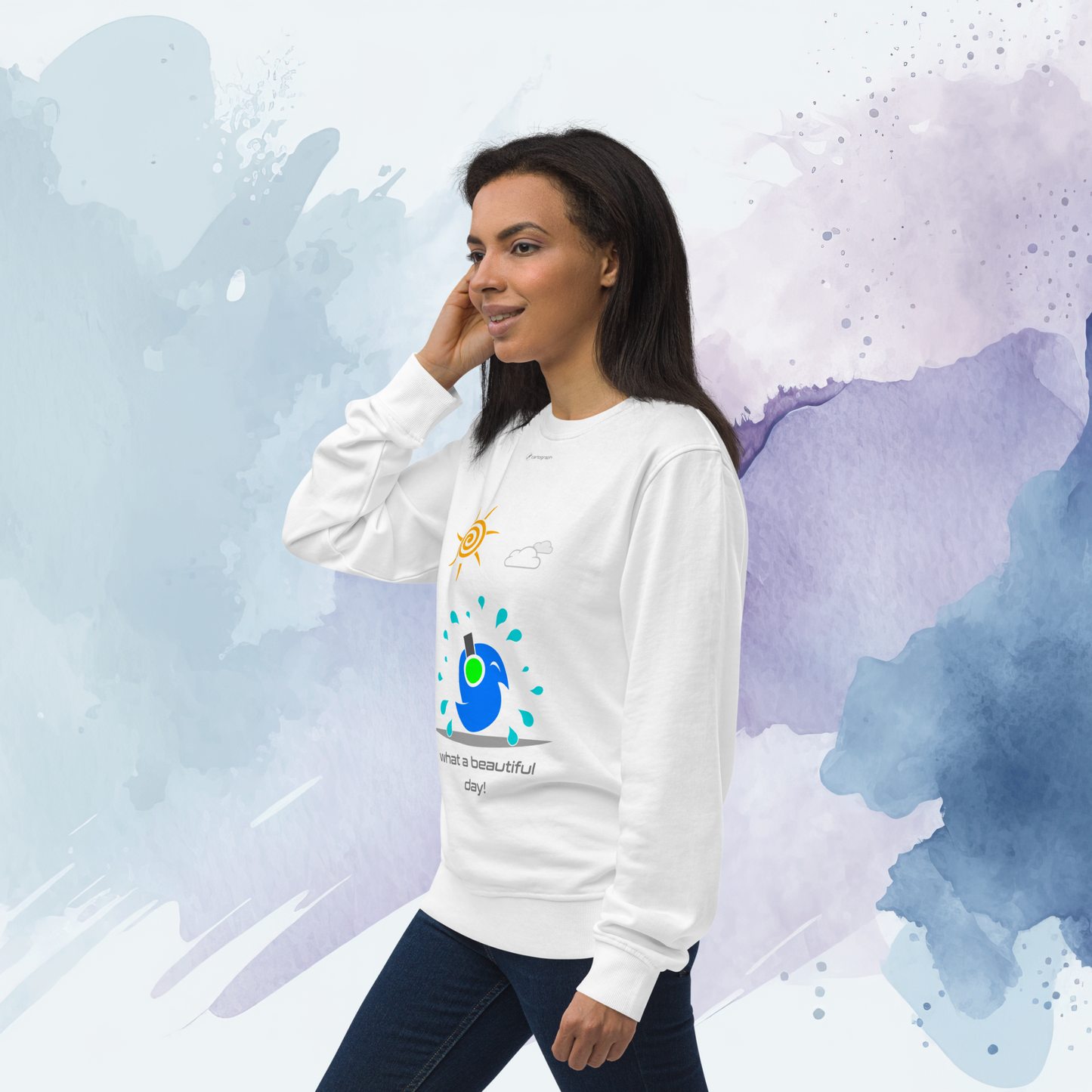 Vector Series - Beautiful Day - Unisex Organic White Sweatshirt