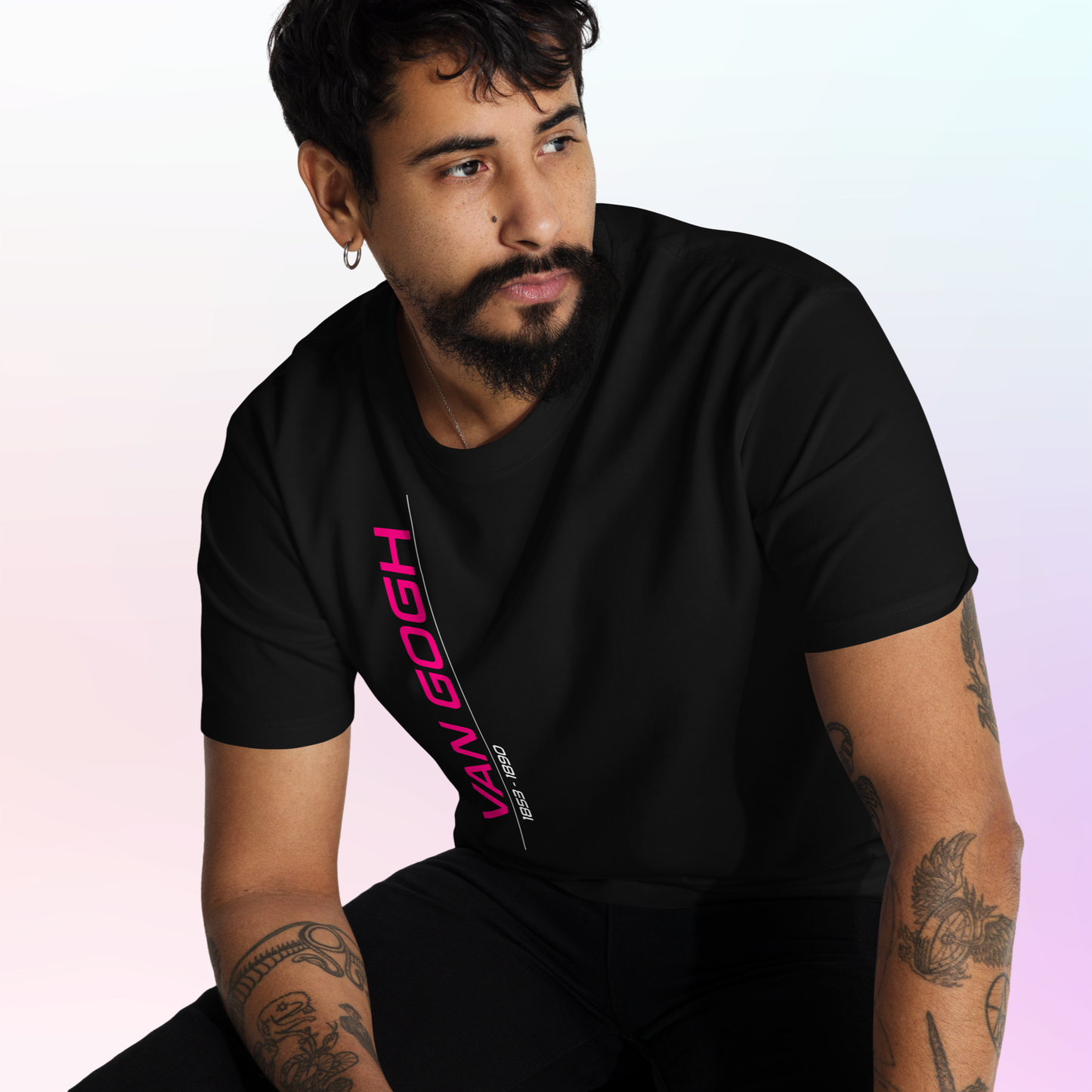 Van Gogh Collection - Pink - Men’s Premium Heavyweight Black Tee