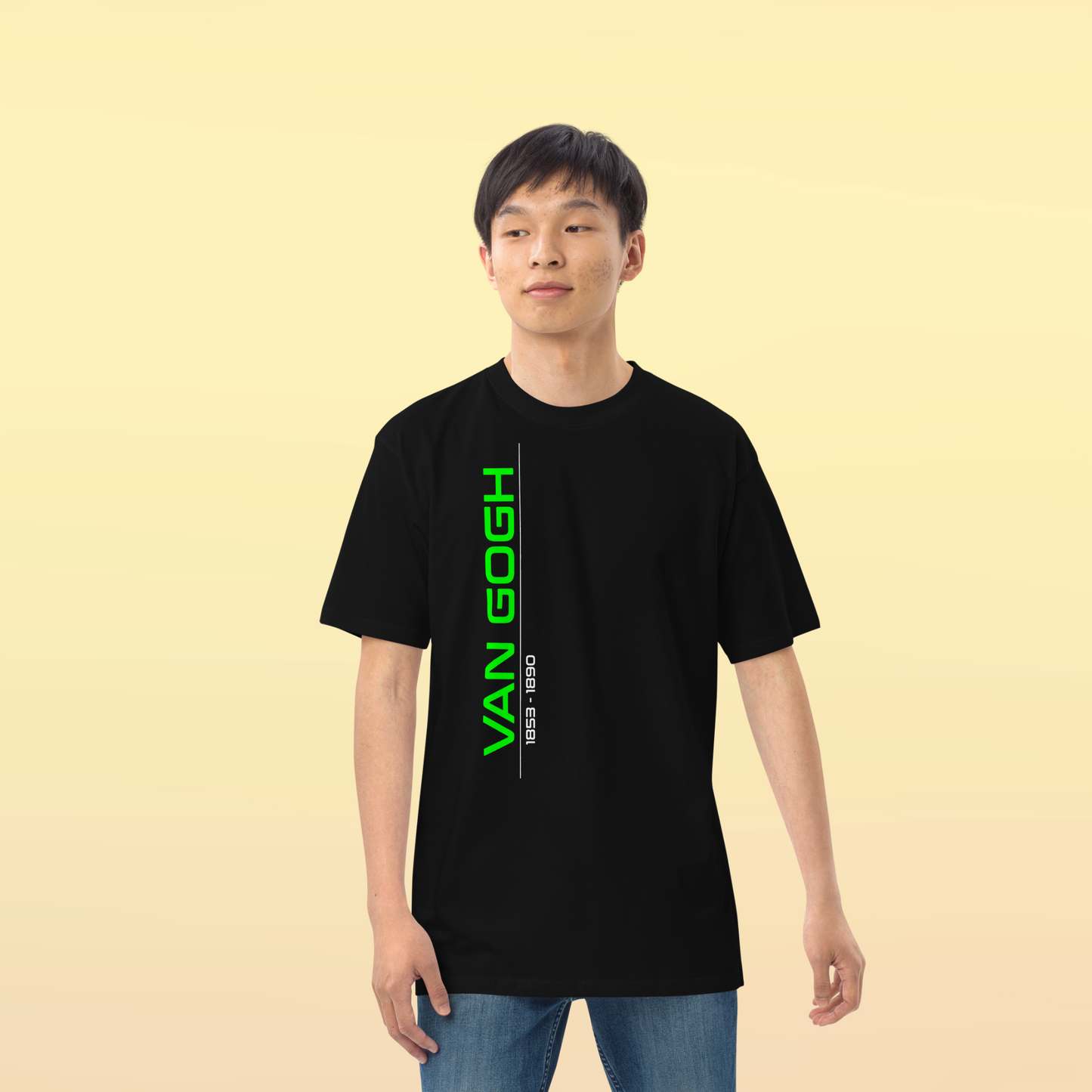 Van Gogh Collection - Green - Men’s Premium Heavyweight Black Tee