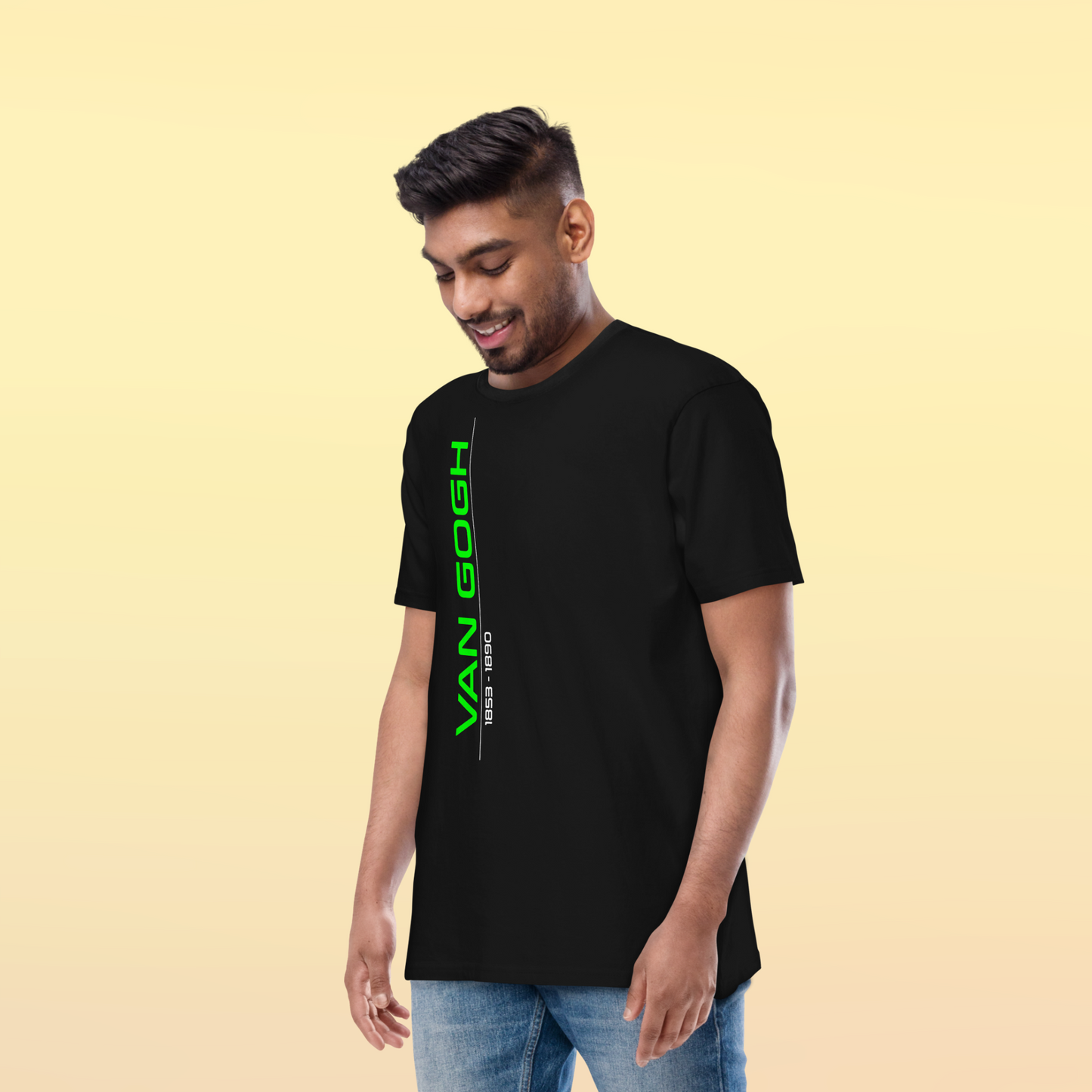 Van Gogh Collection - Green - Men’s Premium Heavyweight Black Tee