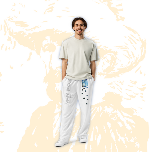 Van Gogh Collection - The Starry Night - Unisex White Wide-leg Joggers