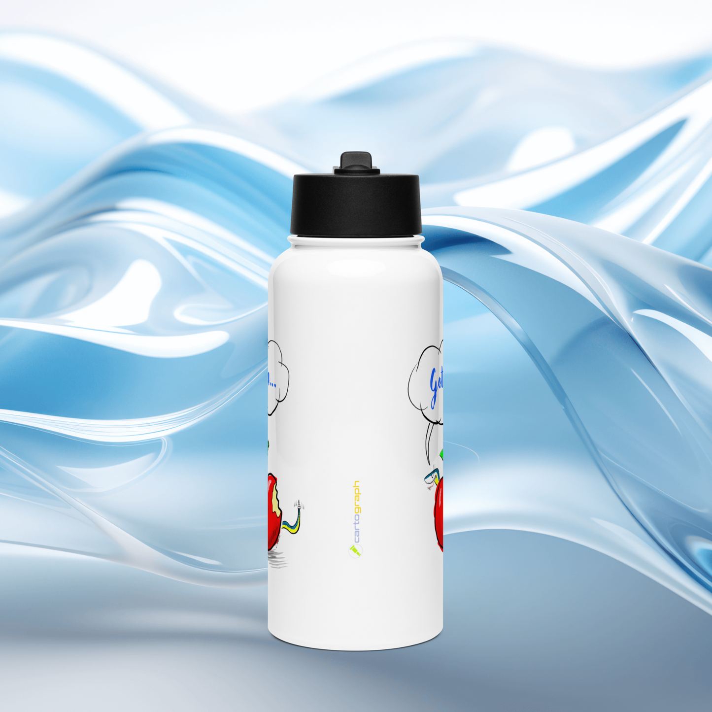 Loose Style Series - Apple & Snake -Stainless Steel Water Bottle With a Wtraw Lid