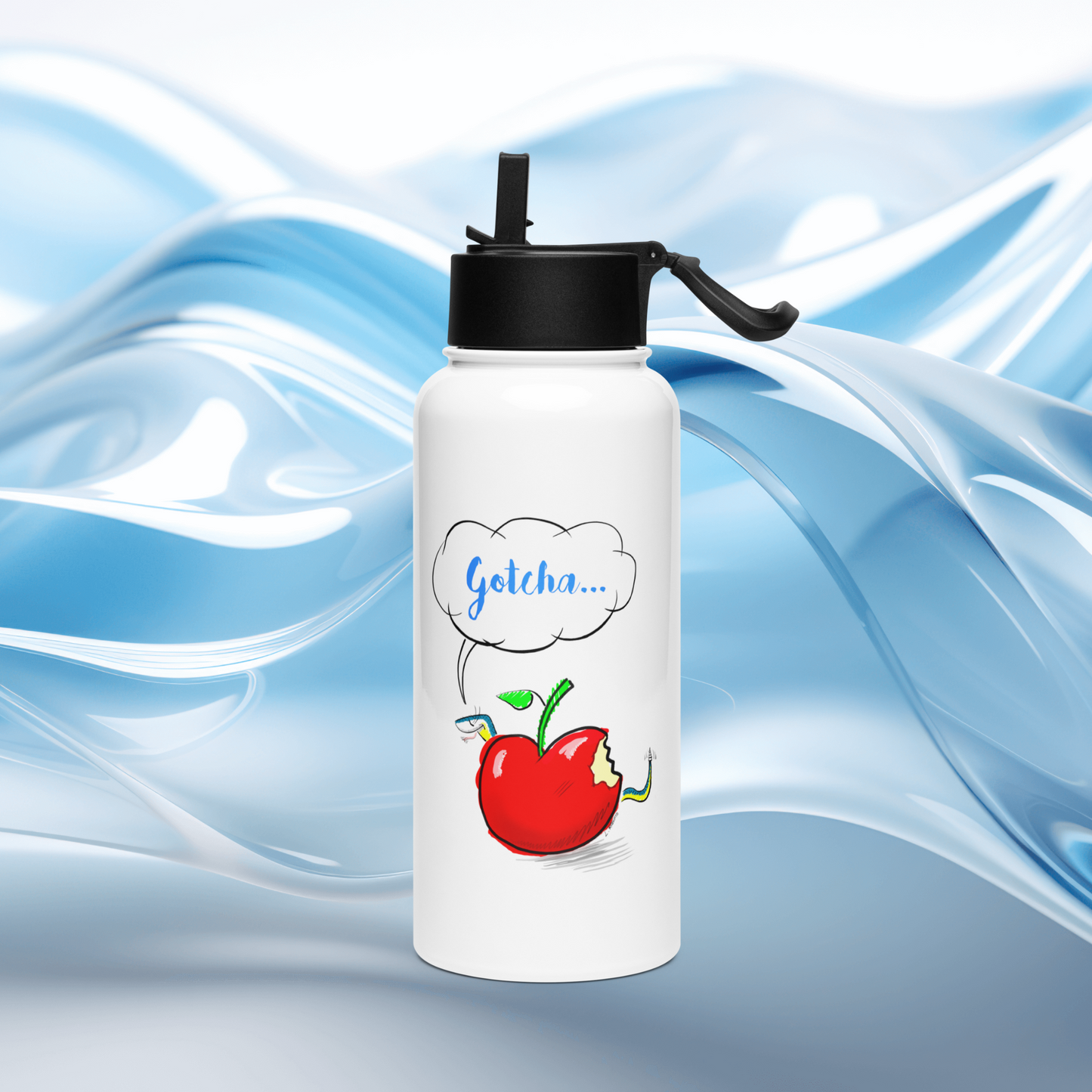 Loose Style Series - Apple & Snake -Stainless Steel Water Bottle With a Wtraw Lid