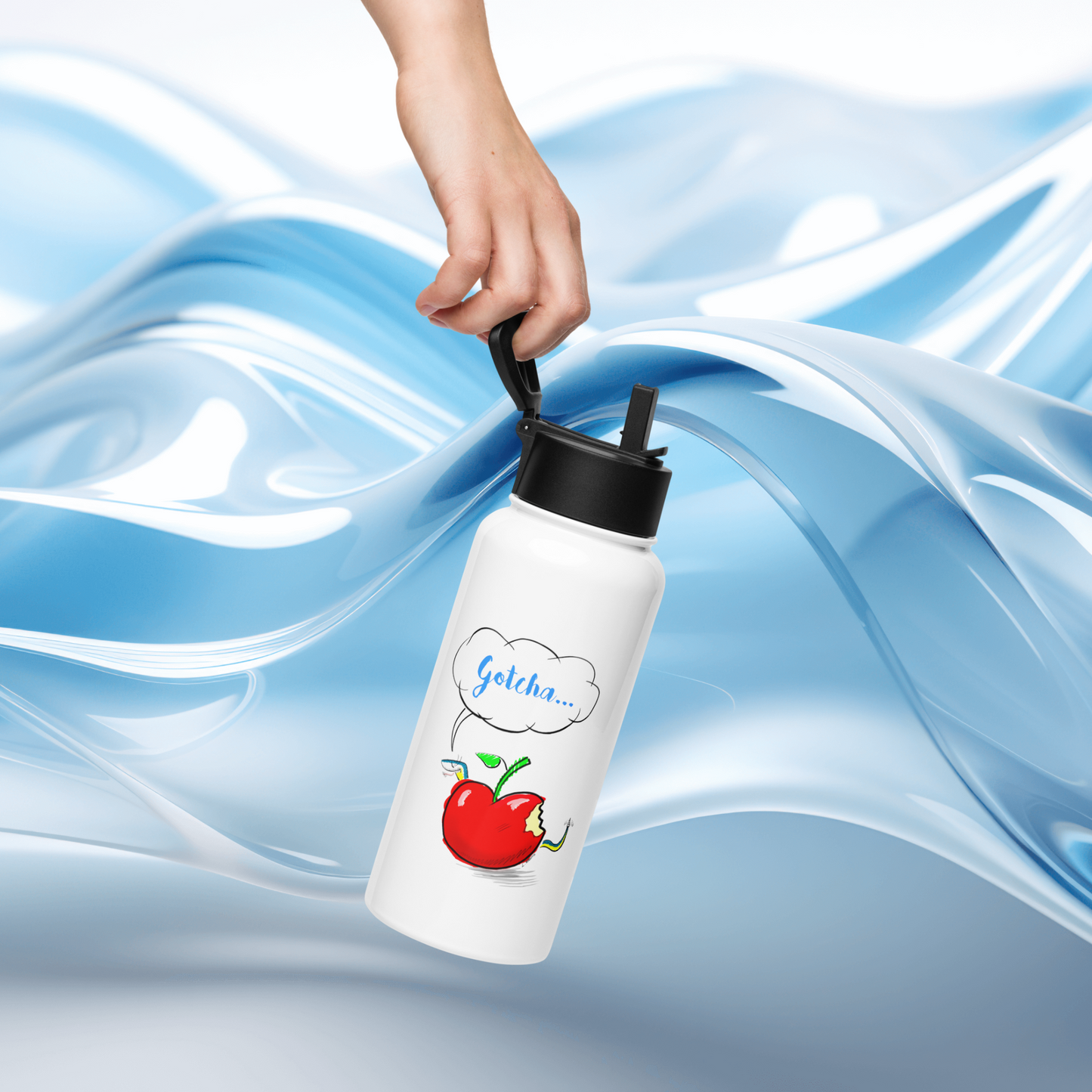 Loose Style Series - Apple & Snake -Stainless Steel Water Bottle With a Wtraw Lid