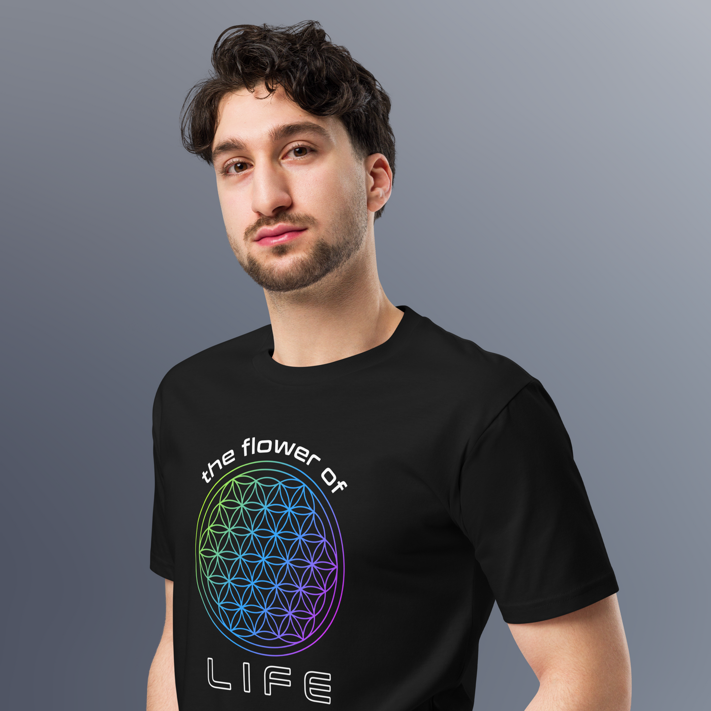 Vector Series - Flower of Life - Unisex Premium Black Tee Shirt