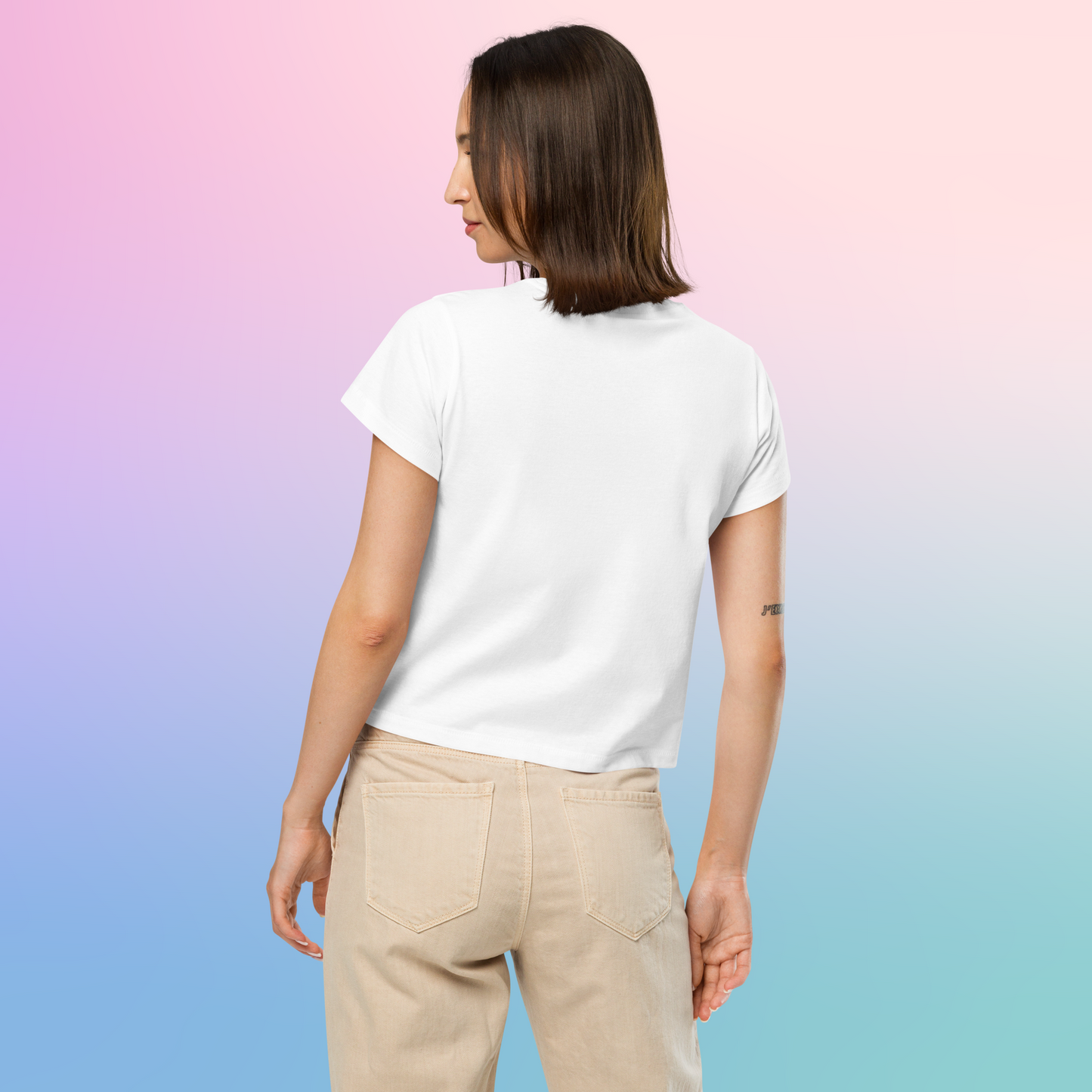 Loose Style Series - Ladybug - Women’s High-Waisted White T-shirt