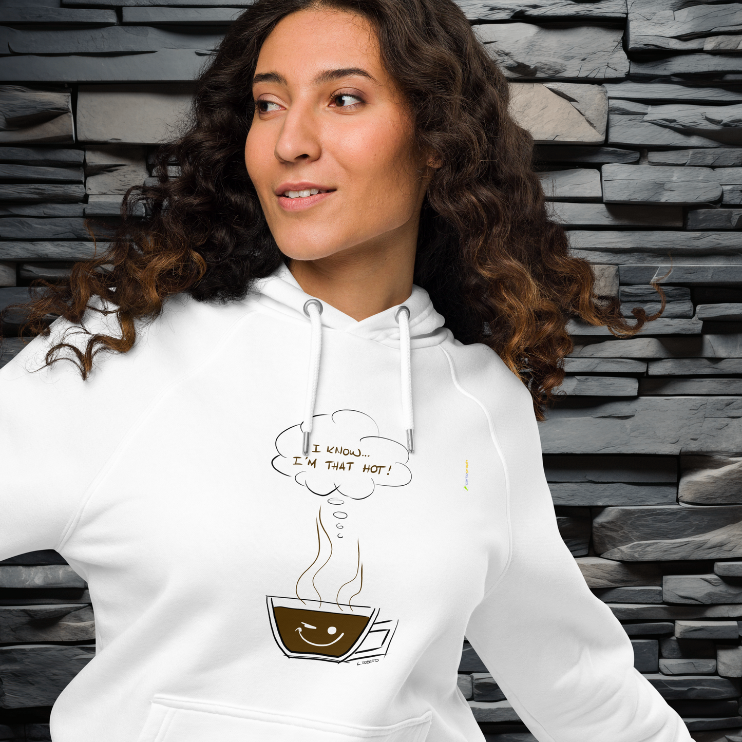 Skietchy Series - I Am Hot - Unisex Eco Raglan White Hoodie