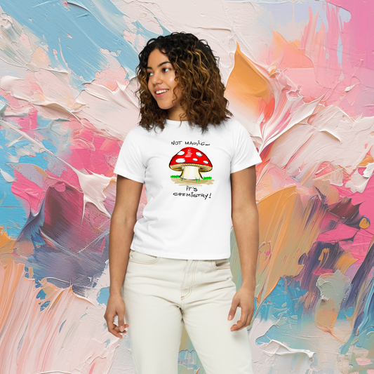 Loose Style Series - Mushroom - Women’s High-Waisted White T-shirt