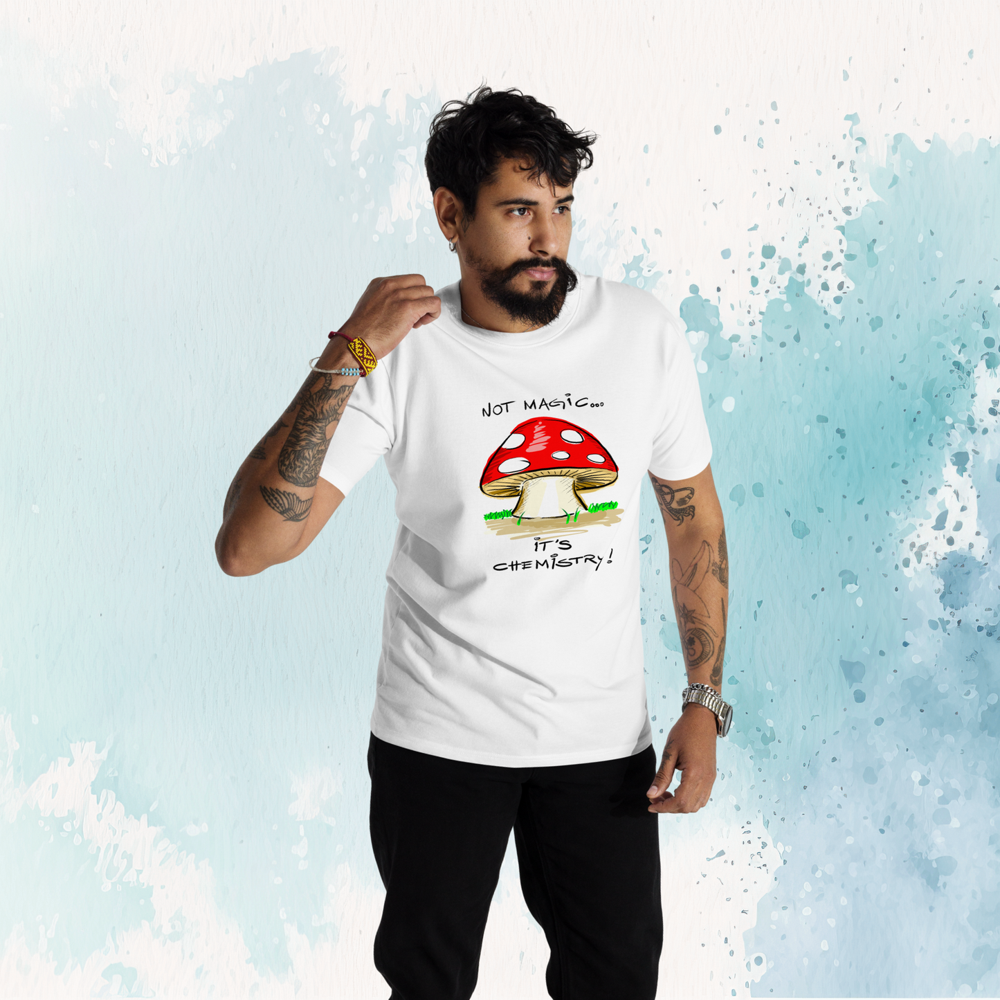Loose Style Series - Mushroom - Men’s Premium Heavyweight White Tee