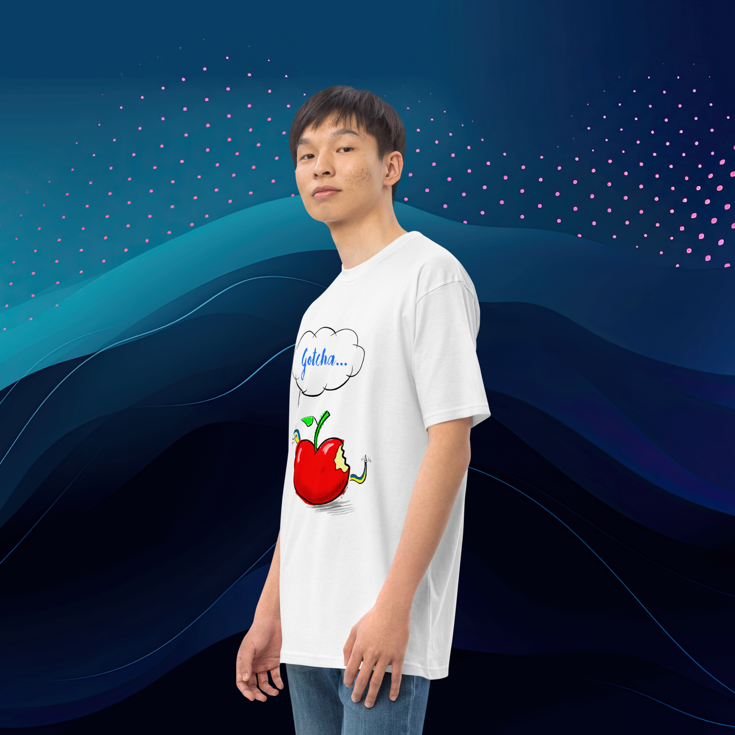 Loose Style Series - Apple & Snake - Men’s Premium Heavyweight White Tee