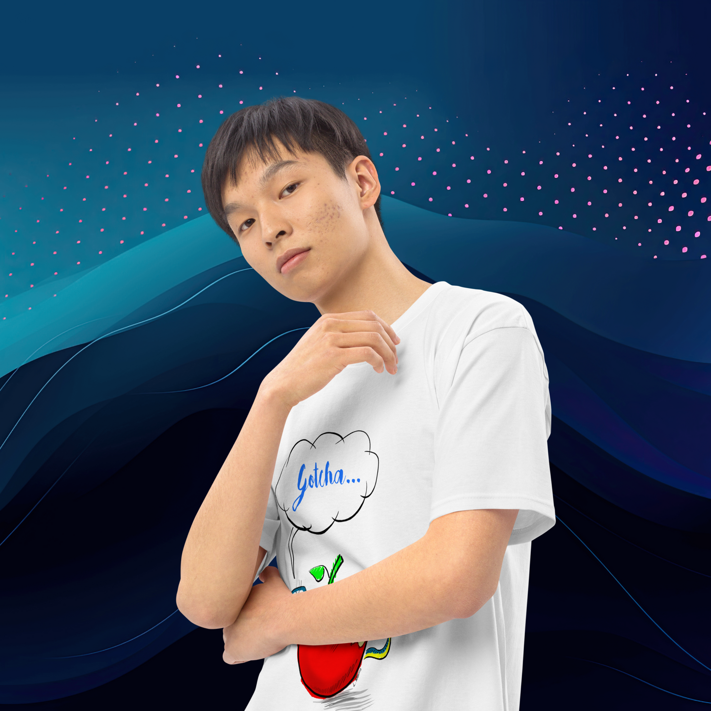 Loose Style Series - Apple & Snake - Men’s Premium Heavyweight White Tee