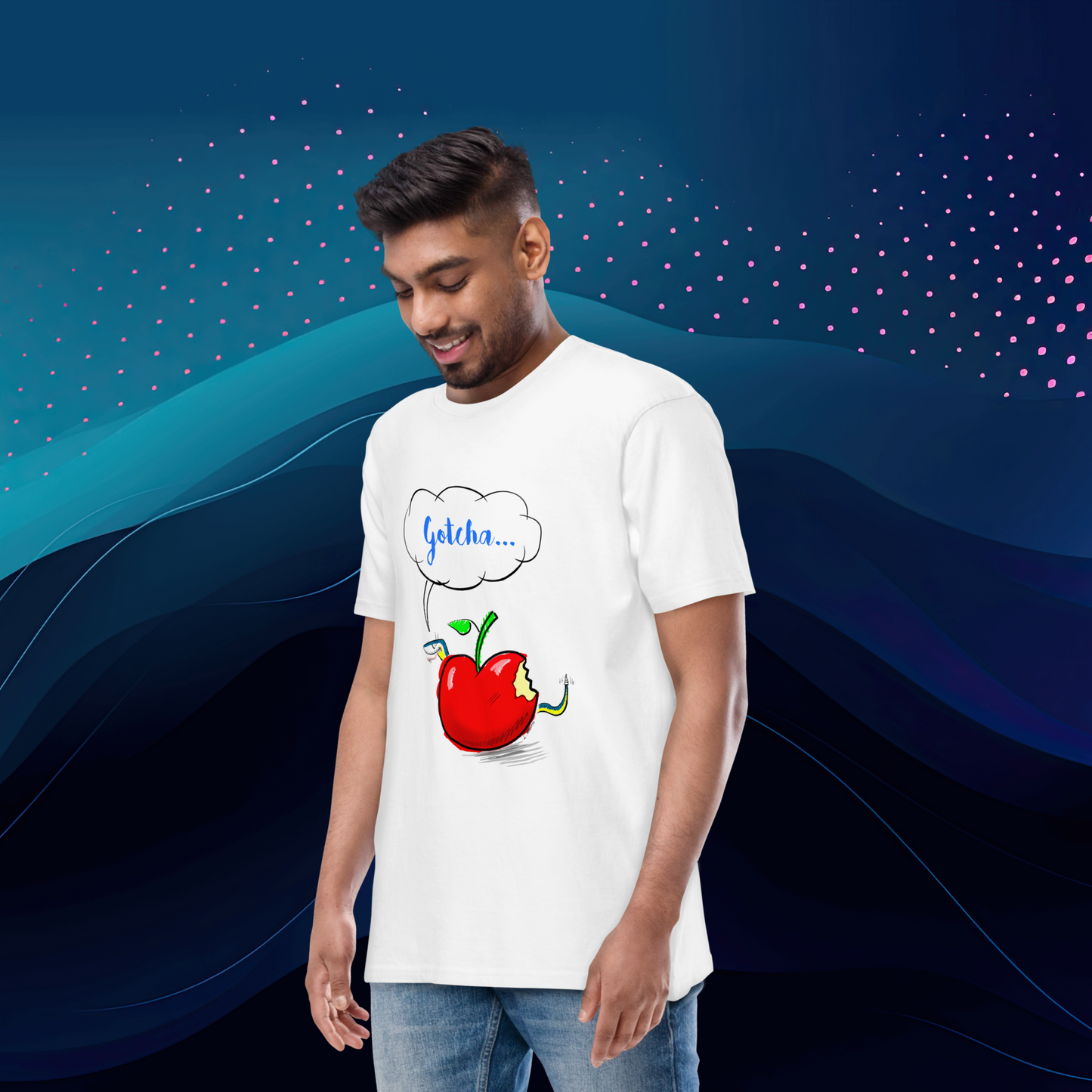 Loose Style Series - Apple & Snake - Men’s Premium Heavyweight White Tee