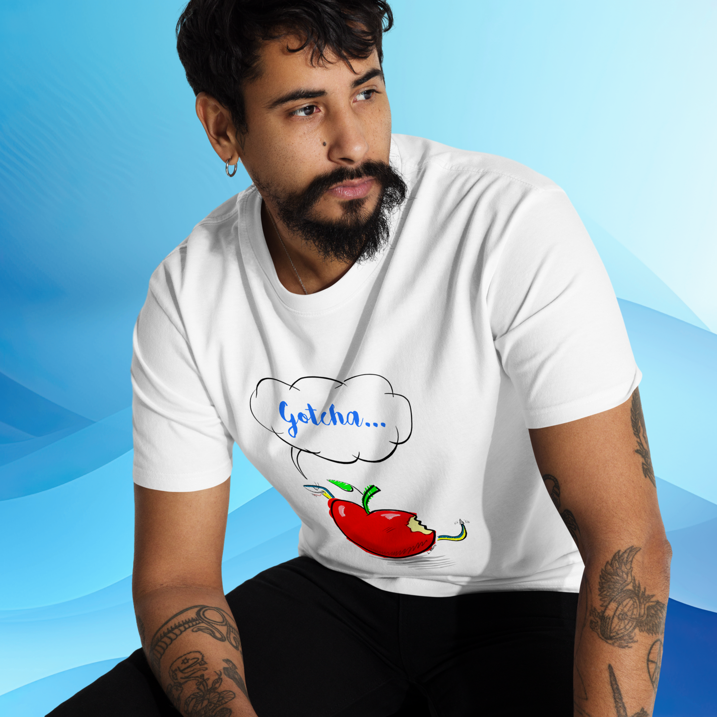 Loose Style Series - Apple & Snake - Men’s Premium Heavyweight White Tee