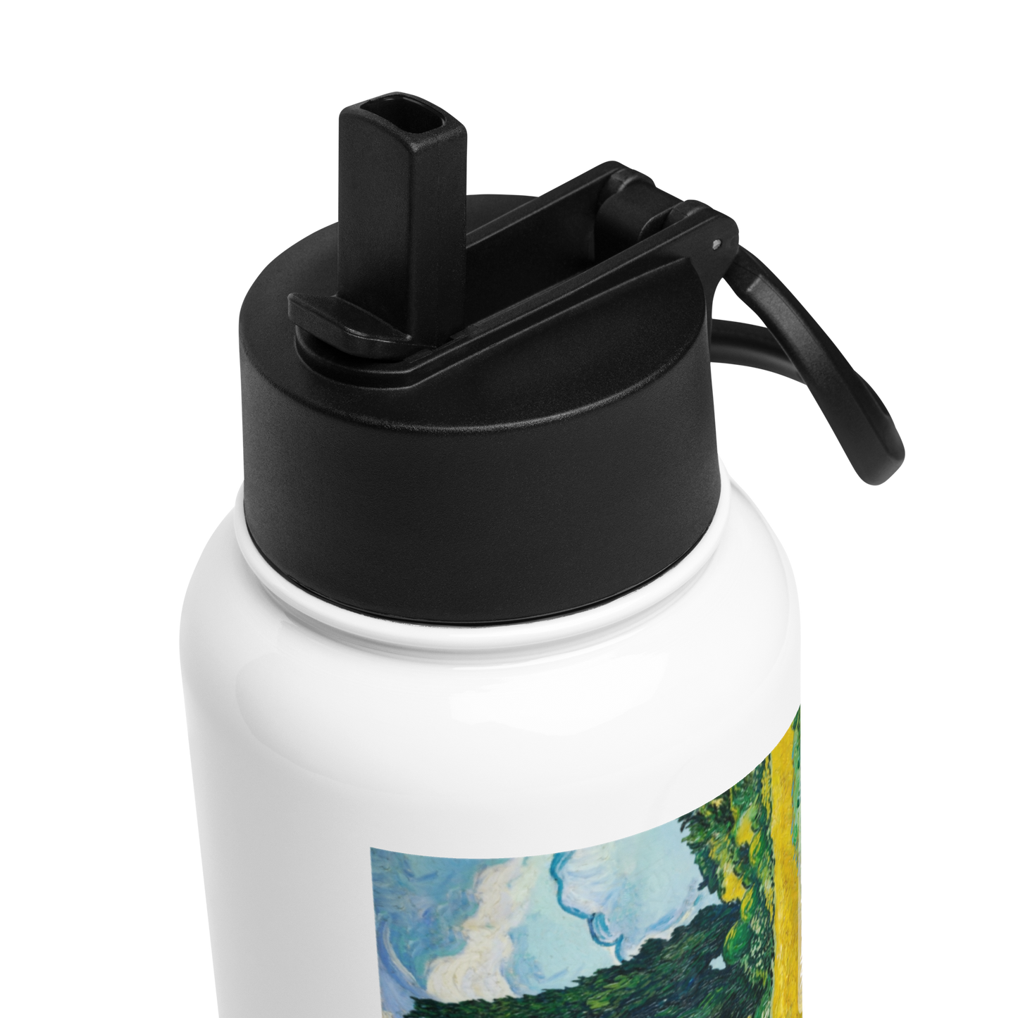 Van Gogh Collection - Wheatfield with Crows - Stainless Steel Water Bottle (with a straw lid)