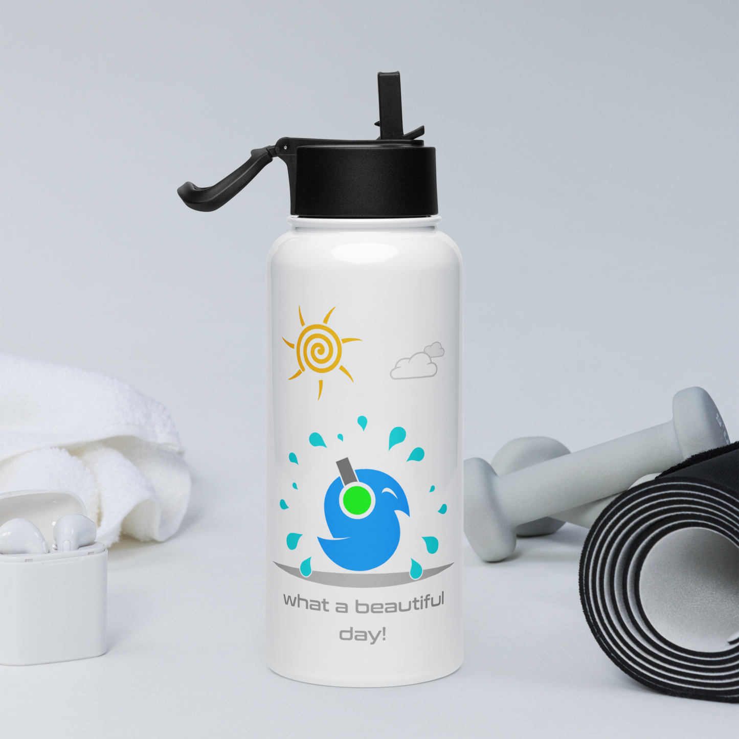 Vector Series - Be Free - Stainless Steel Water Bottle With a Straw Lid