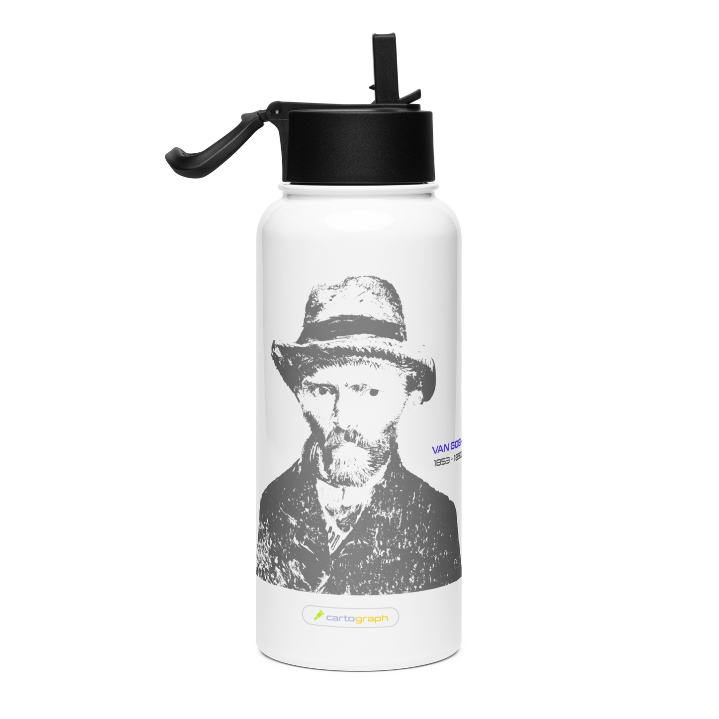 Van Gogh Collection - The Sunflowers - Stainless Steel Water Bottle With a Straw Lid