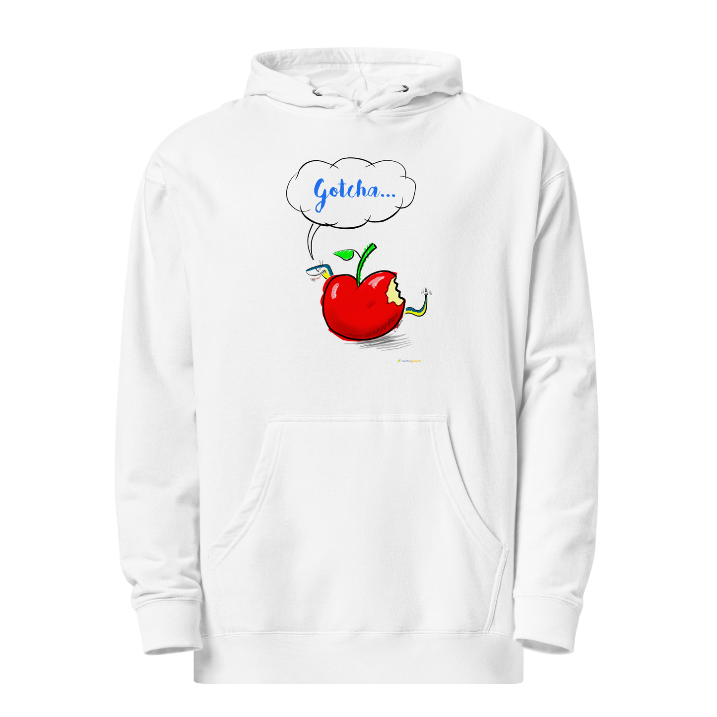 Loose Style Series - Apple & Snake - Unisex Midweight White Hoodie (Only front printed)
